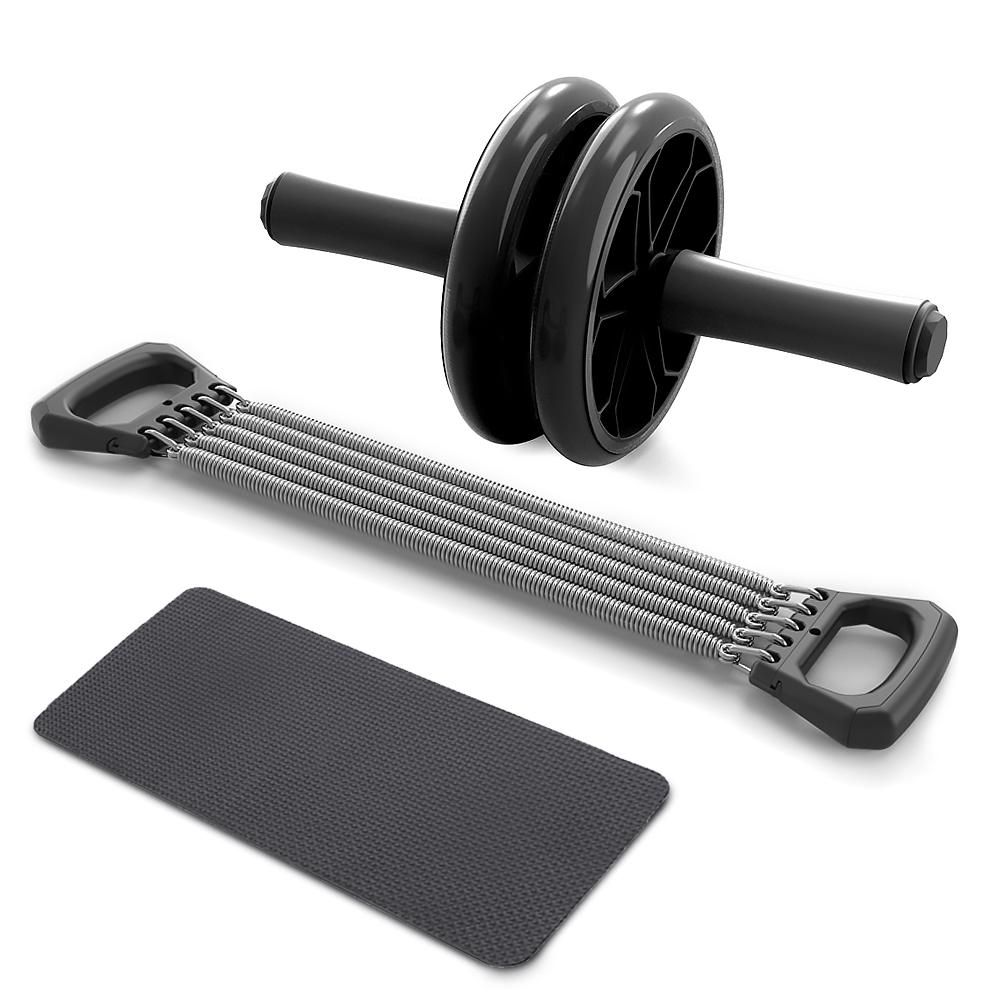 3-IN-1 Self-Assembly Chest Pull Exerciser Push-up Handles Belly Roller Wheels Arm Expander Pull Bar Weight Exerciser Equipment