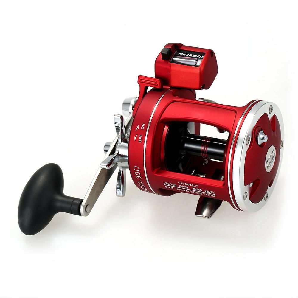 12 Ball Bearings Fishing Trolling Reel with Line Counter Alarm Bell Drum Reel