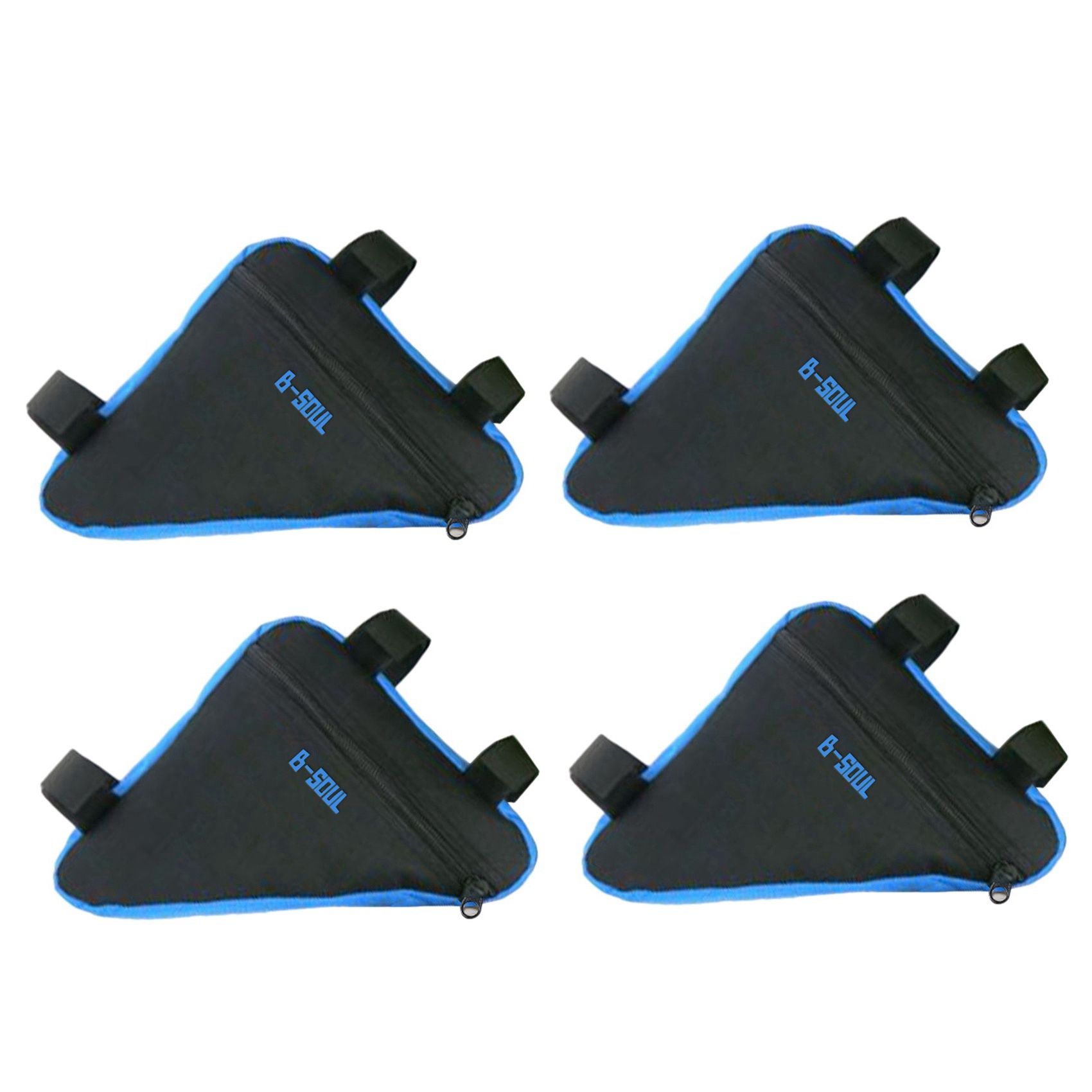 4PCS Bicycle Triple-Cornered Bag Waterproof Bike Saddle Bag Outdoor Riding Front Tube Frame Front Bag(Blue)
