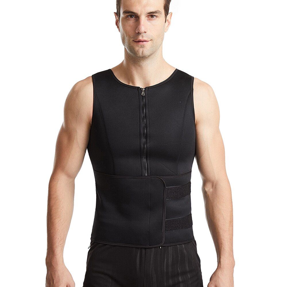 Oeak Men Fashion Fitness Gym Neoprene Sauna Vest New Sweaty Hot Waist Trainer Body Shaper Slimming Suit Weight Loss Zipper Vest