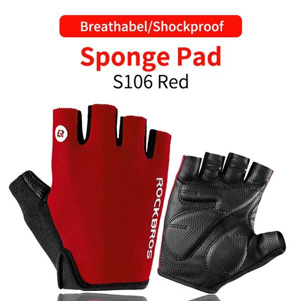 ROCKBROS Cycling Gloves Bicycle SBR Pad Half Finger Glove Summer MTB Bike Men Women Anti-Slip Breathable Shockproof Sport Glove