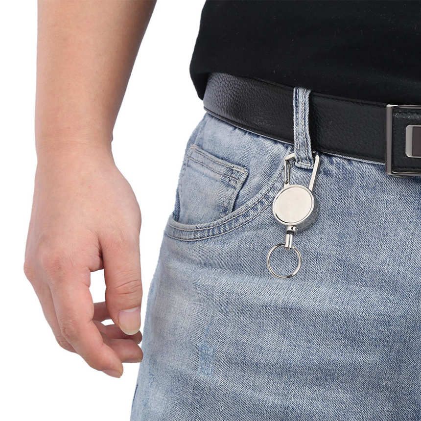 2.5cm All Metal High Resiliency Nylon Rope Key Chain Anti‑lost Antitheft Ring