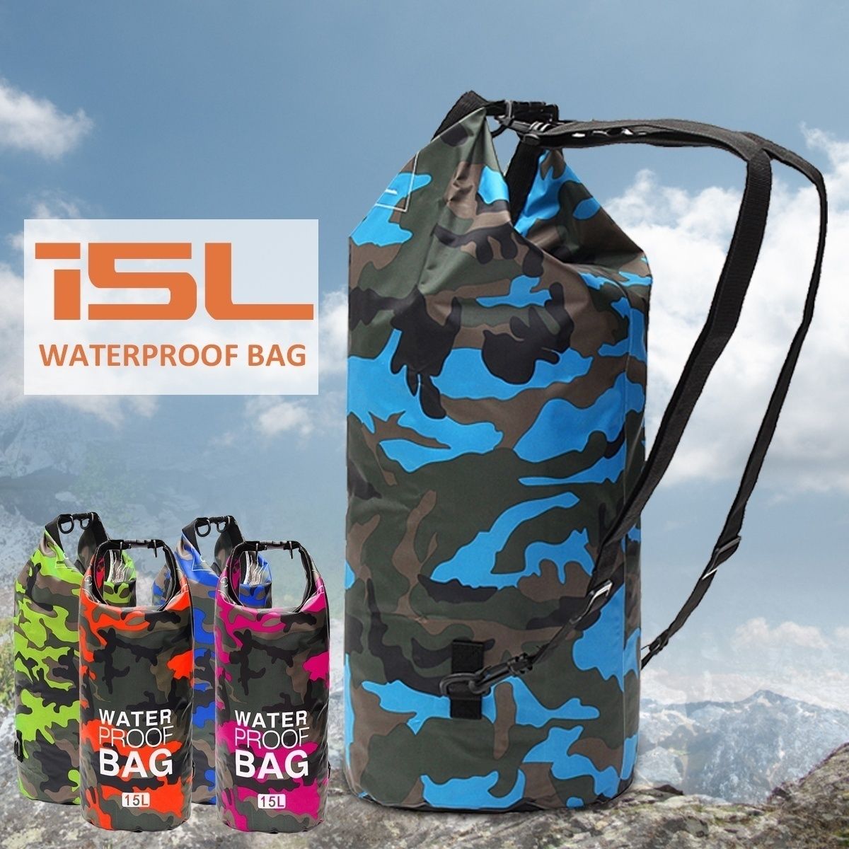 15L Sports Waterproof Dry Bag Sack Canoe Pouch Floating Boating Kayaking Camping Water Resistant Boating Bag