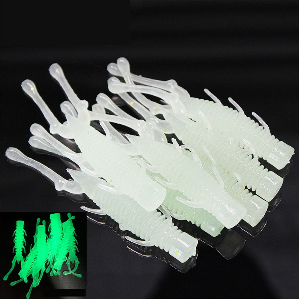 10Pcs/Set 7.5cm 2.6g Floating Worm Craws Shrimp Soft Bait Smell With Salt Silicone Artificial Lures