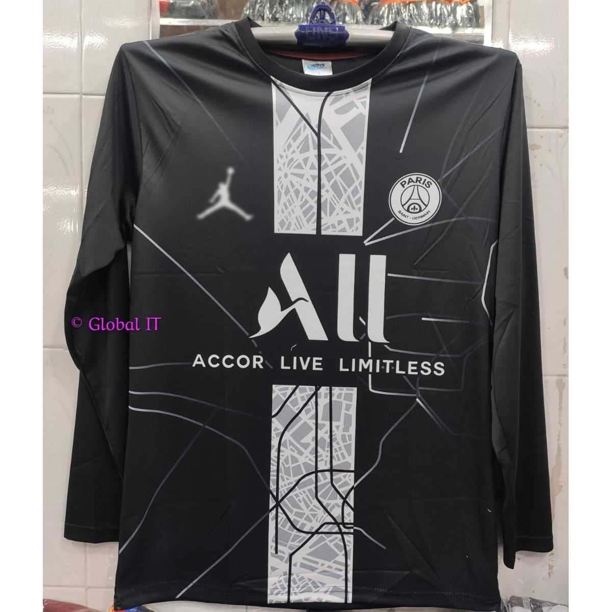Psg Football Jersey (Full Sleeve)- Black And White