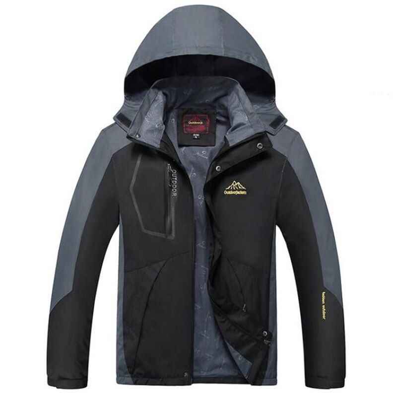 Hiking Jacket 8XL 9XL Men Fleece Jackets Outdoor Softshell Hooded Waterproof Windproof Rain Jacket Windbreaker  Clothes