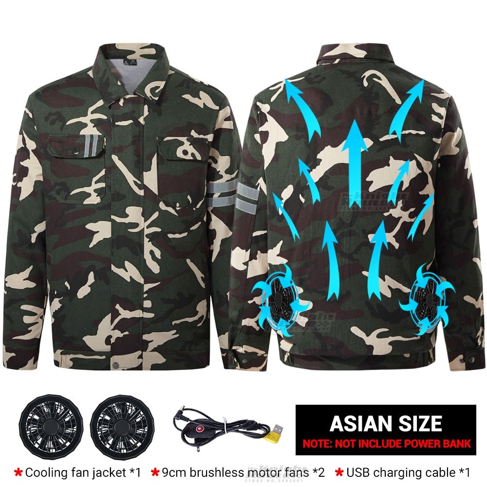 Summer Cooling Fan Jacket USB Power Supply Quick Dry Workwear Work Clothes Outdoors Air Conditioning Clothing Hiking Jacket