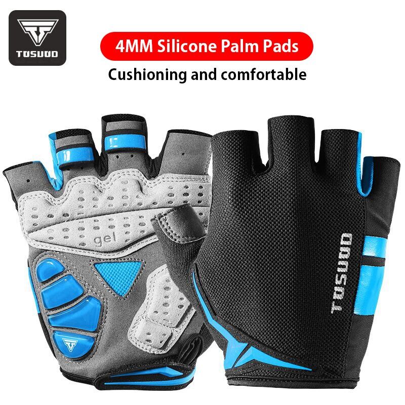 TOSUOD Cycling Bike Half Finger Non-slip Gloves Shockproof Summer Breathable MTB Road Bicycle Gloves Men Women Cycling Equipment