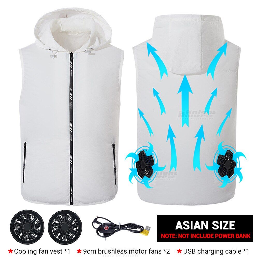 Outdoor Sports Summer Cooling Fan Vest Men Cycling Runing Fishing USB Power Supply Air Conditioning Clothing Hiking Windbreaker