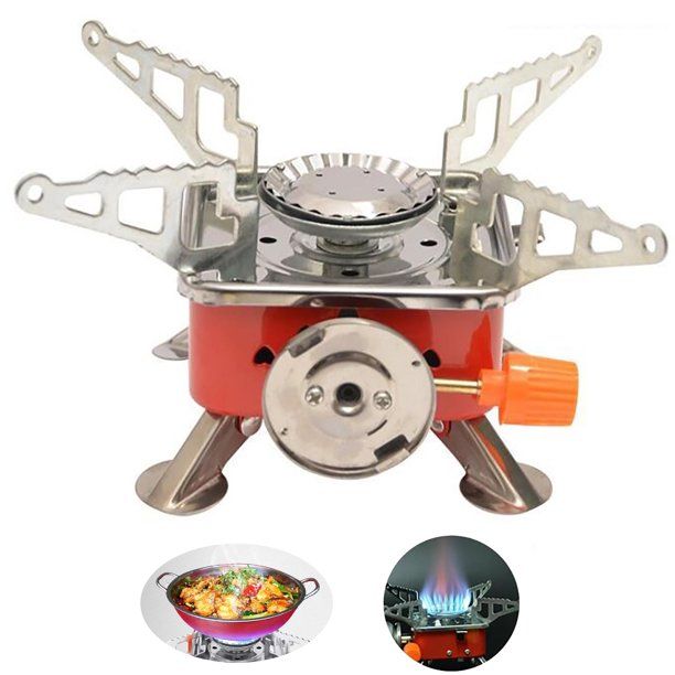 Windproof Burner Camping Gas Stove Foldable Stove Burners Outdoor Mini Portable Square Stove for Backpacking Hiking