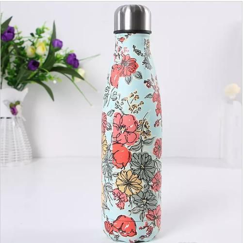 Customize Stainless Steel Thermos Flask  Floral Water Bottle BPA free Tea Coffee Insulated Cup Sport Gym Drink Bottle