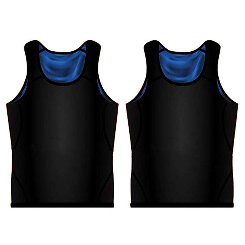 2 Pcs Sauna Vest Premium Workout Tank Top Sweat Shaper Polymer for Slimming Weight Loss Fitness Men'S X/L & S/M