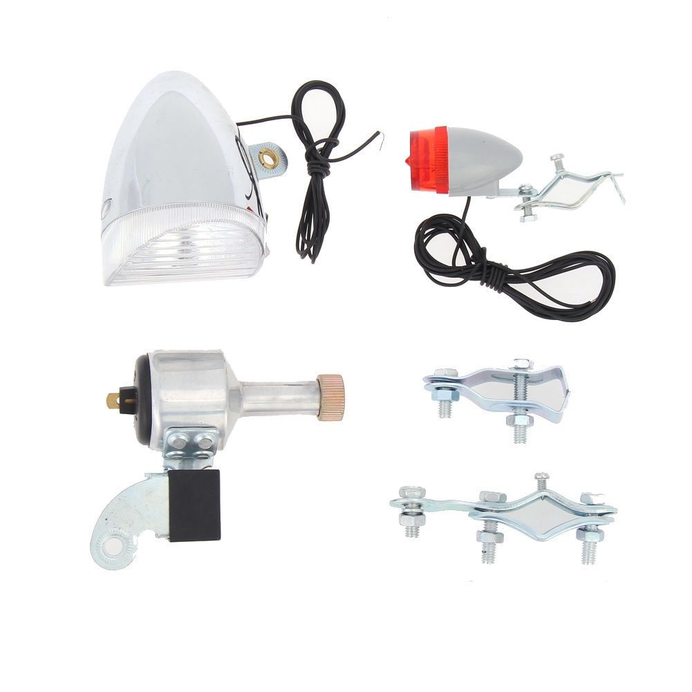Bicycle Dynamo Lights Set Headlight Rearlight LED Bicycle Light Motorized Bike Friction Dynamo Generator Head Tail Light