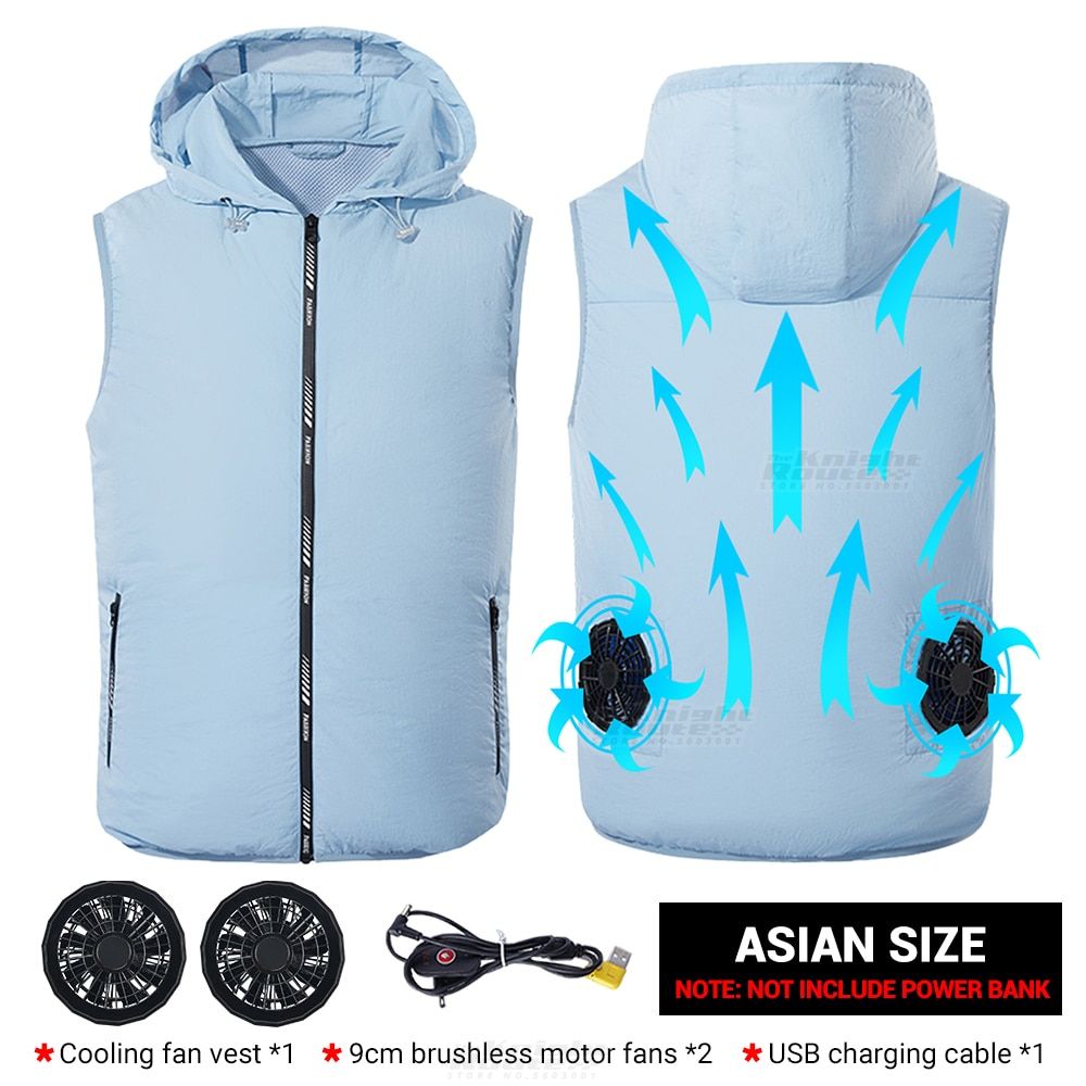 Outdoor Summer Cooling Fan Jacket Men USB Power Supply Air Conditioning Clothes Windbreaker Fishing Cycling Runing Hiking Jacket