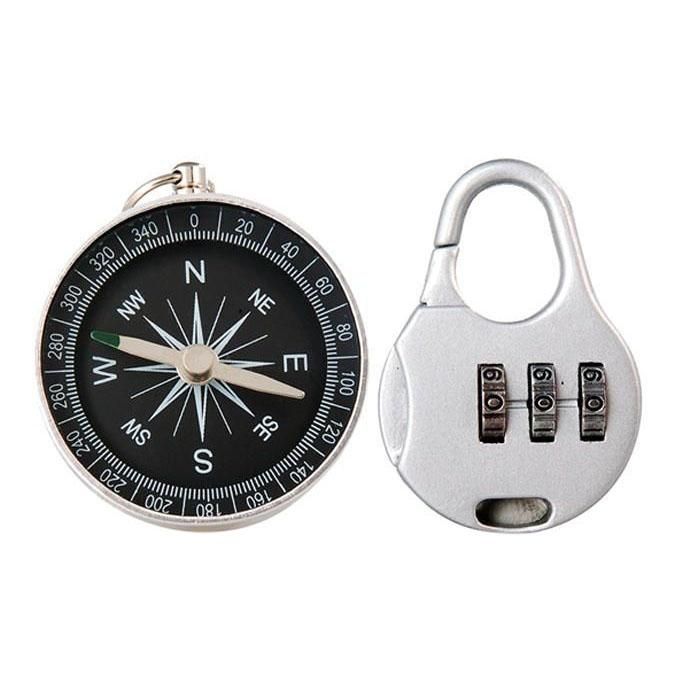 Combo of Compass and Padlock - Silver
