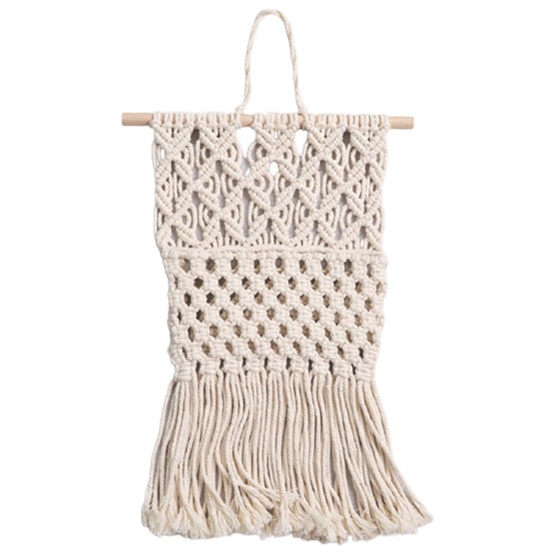 Wall-Mounted Magazine Storage Box, Mail Rack, Wall-Mounted Cotton Woven Hanging Bag, Tapestry Geometric Decoration