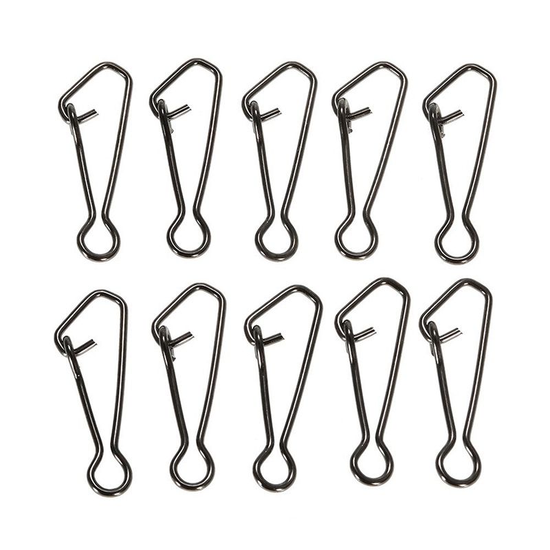 100Pcs Fishing Hooked Snap Links Fishing Swivel Snap Hook Line Connector Carp Fishing Tackle L-15Mm