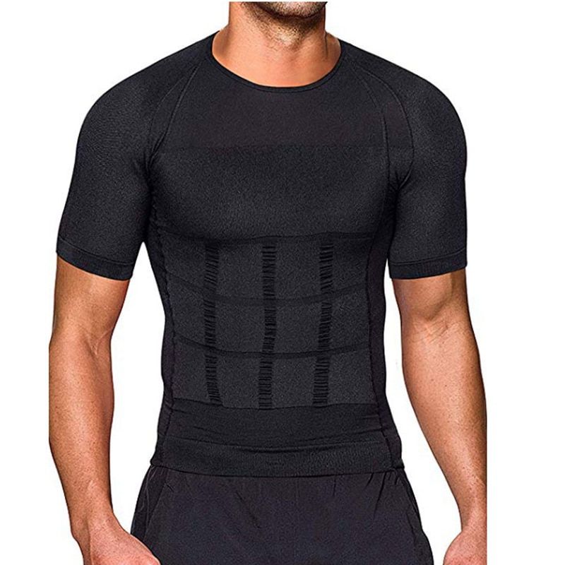 Men Body Toning T-Shirt Body Shaper Corrective  Shirt Slimming Belt Belly Abdomen Fat Burning Compression Corset