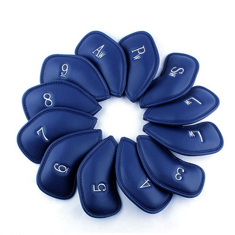 OIMG 12 Pcs Thick Pu Leather Golf Iron Head Cover Set Headcover Fit All Brands Irons Clubs