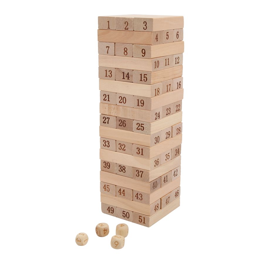 Romeng La Desktop 51Pcs Blocks Stacking Toy Wooden Tumble Tower Building for Kids Adults