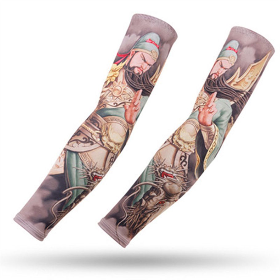 1pair Ice Silk Sunscreen  Sleeves Printed Arm Cover For Outdoor Riding Fishing