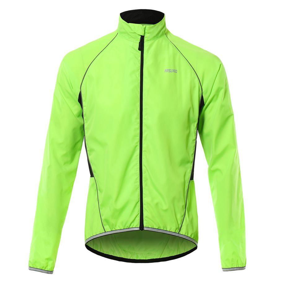 Men Reflective Cycling Jacket Breathable Long Sleeve Bicycle Jersey Wind Coat Vest Outdoor Sportswear