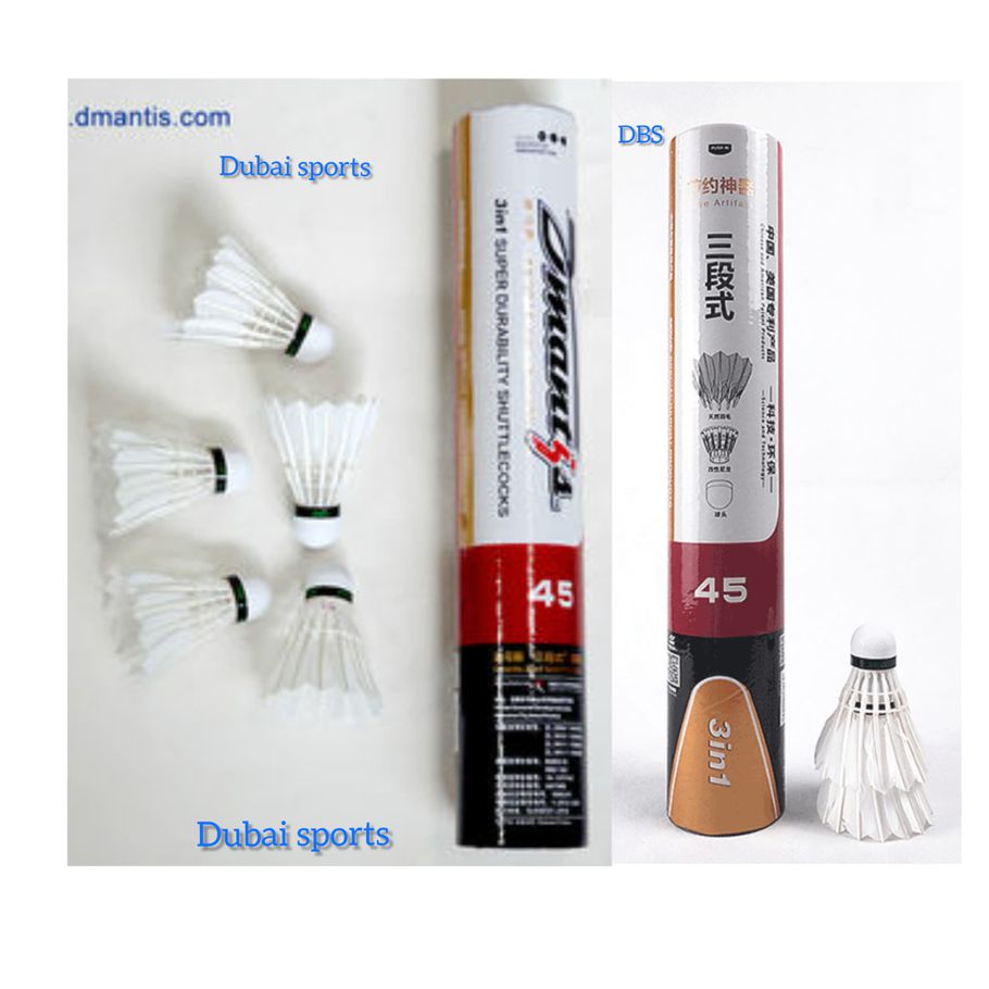 3 in 1 shuttlecock Durable Goose Feather Badminton Shuttlecock with High Quality D-45 (12 Pisces)
