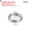 100Pcs Stainless Steel Double Loop Split Ring Open Fishing Connector Tkle