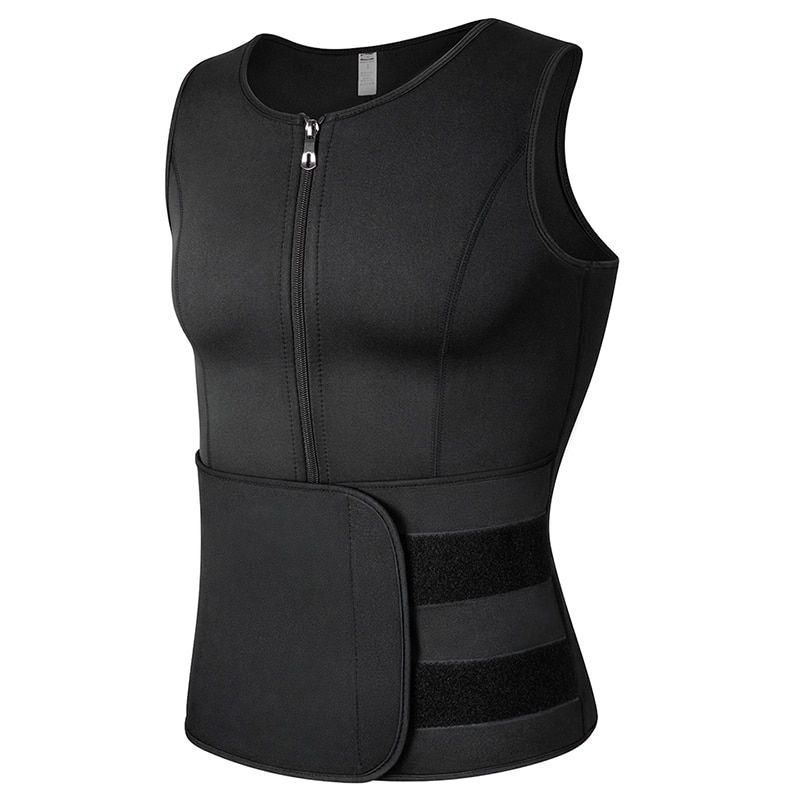 Neoprene Sweat Corsest Vest for Men Waist Trainer Vest Adjustable Workout Body Shaper with Double Zipper for Sauna Suit for Mens