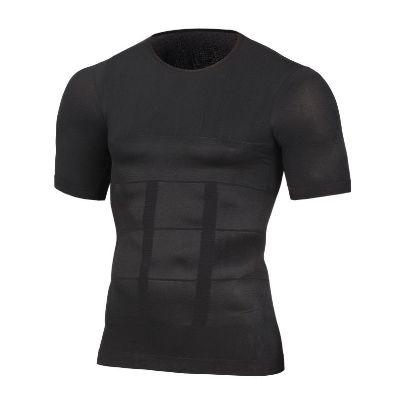 Men's Slimming Shaper Posture Corrector T-Shirt Compression Body Building Shirts
