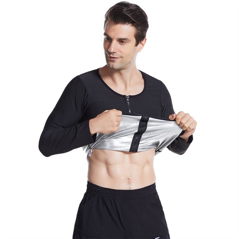 Sauna Sweat Vest Men Zipper Workout Tank Top Waist Trainer Corset Slimming Body Shaper Compression Shirt Weight Loss Fat Burner