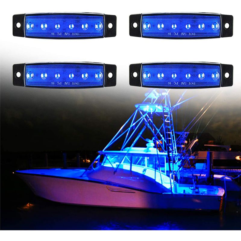 4PCS LED Marine Boat Deck Courtesy Interior Light Navigation Lights for Kayak Yacht Pontoon Transom Cockpit Bow Stern