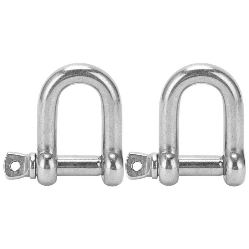 2Pcs Straight D Shackle Stainless Steel Unloading Hook Wire Rope Lock