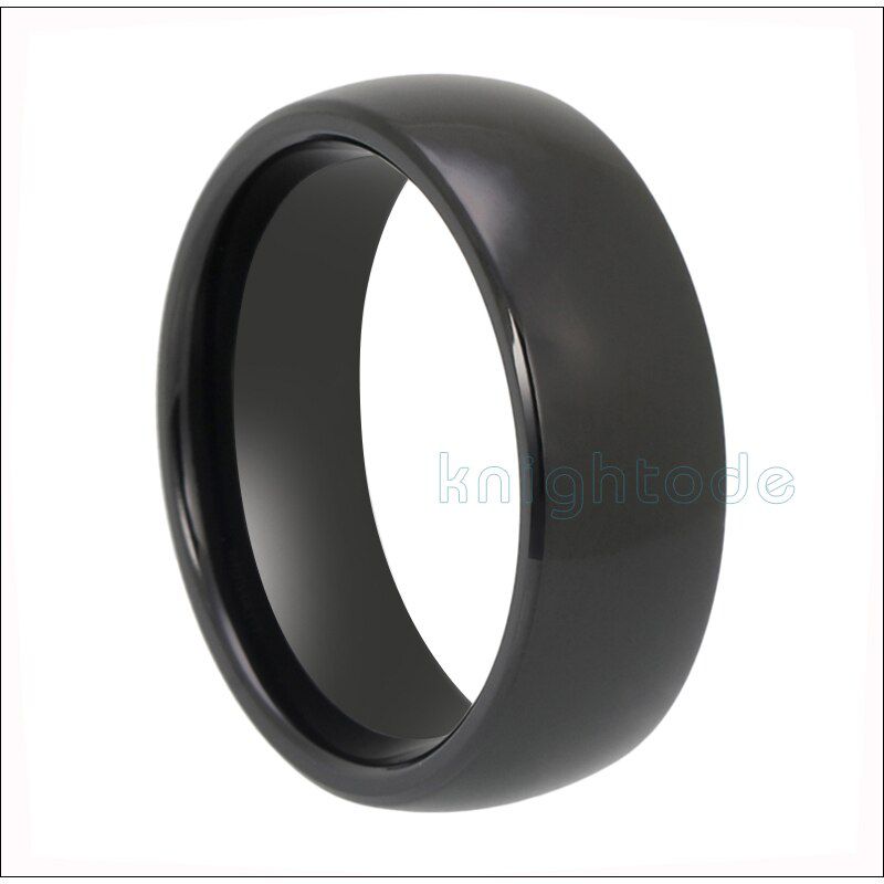 8mm Men Ring Black Tungsten Carbide Rings 6mm Fashion Women Wedding Band Jewelry Gift Dome Polished Shiny