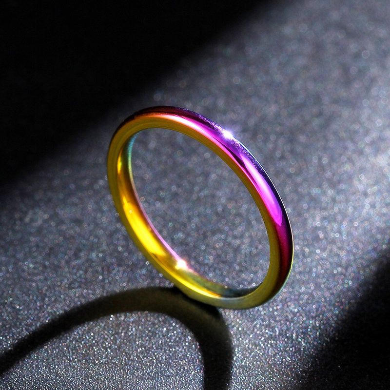 2mm Rainbow 316 Stainless Steel Ring for Men and Women