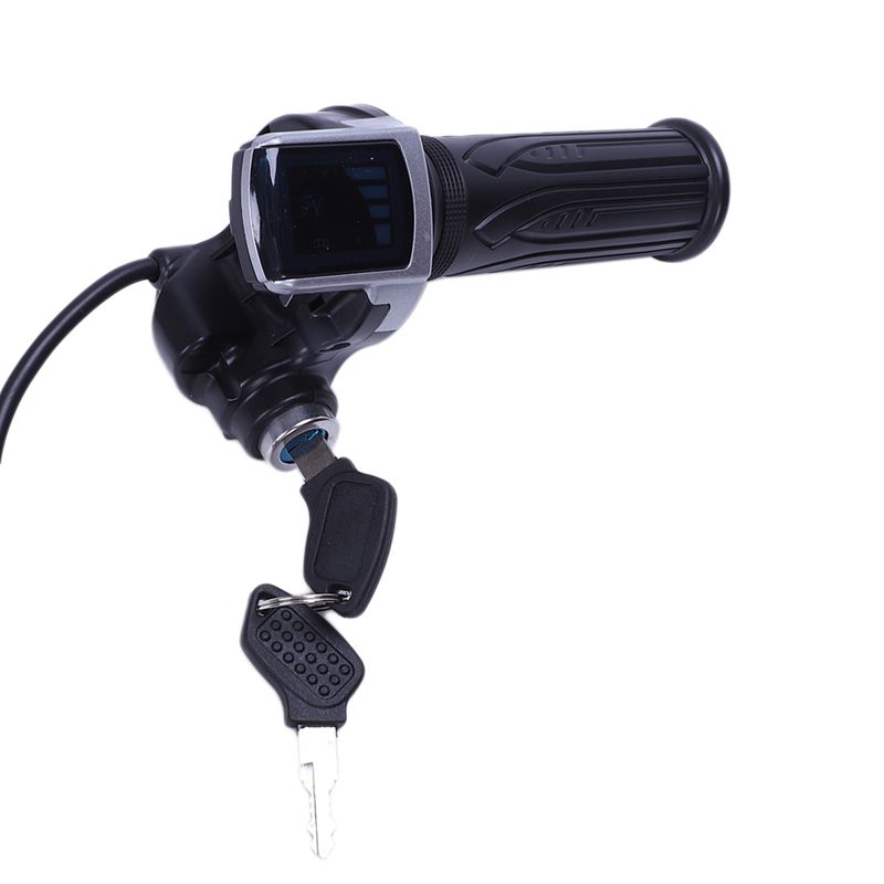2X 36V Universal Electric Bicycle Throttle Handle with LED Display Indicator Speed Power Display Key Lock