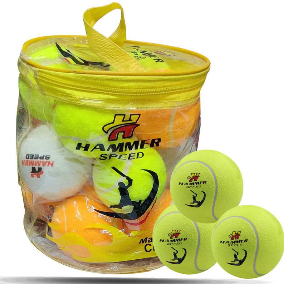 Hammer Speed Tennis Ball For Cricket and Professional Tennis Sports - 12 pcs
