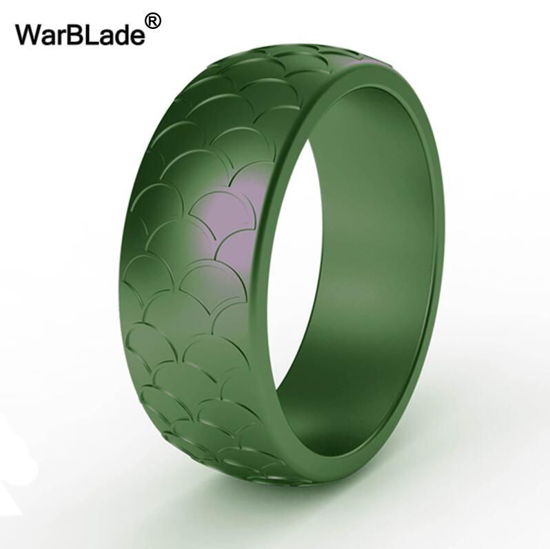 WBL 2019New Men Fish Scale Pattern Silicone Rings 8.7mm Food Grade FDA Silicone Finger Ring Hypoallergenic Flexible Rubber Bands