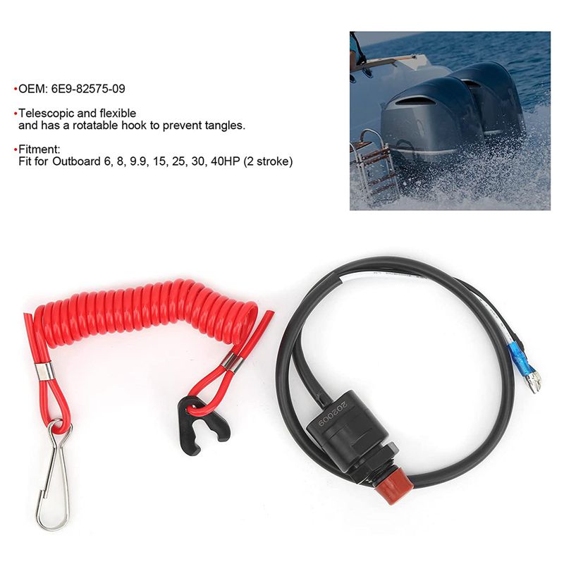 Outboard Cut Off Switch, for Yamaha Tohatsu Tether Emergency Kill Stop Switch Safety Tether Lanyard Protect
