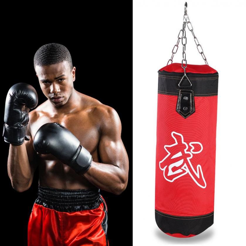 Empty Boxing Sand Bag Han g Kick Sandbag Training Fight Karate Punch Punching With Metal Chain Hook Carabiner