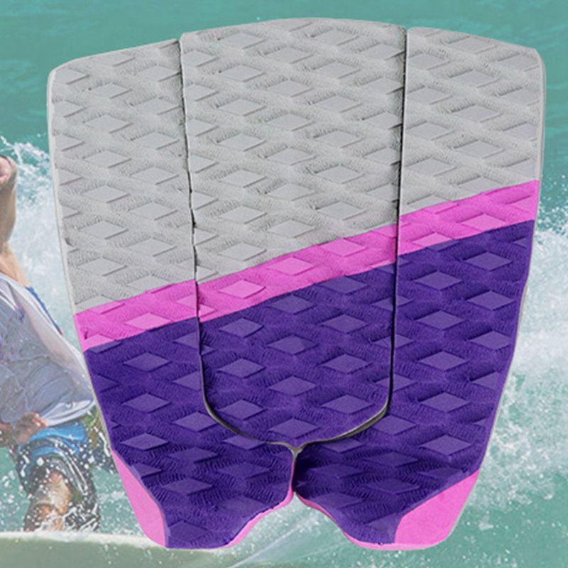 3x Surfboard Traction Pad Surf Board & 1x Surfboard Traction Pad EVA Grip Surf Deck Tail Pads Three-Piece with Holes