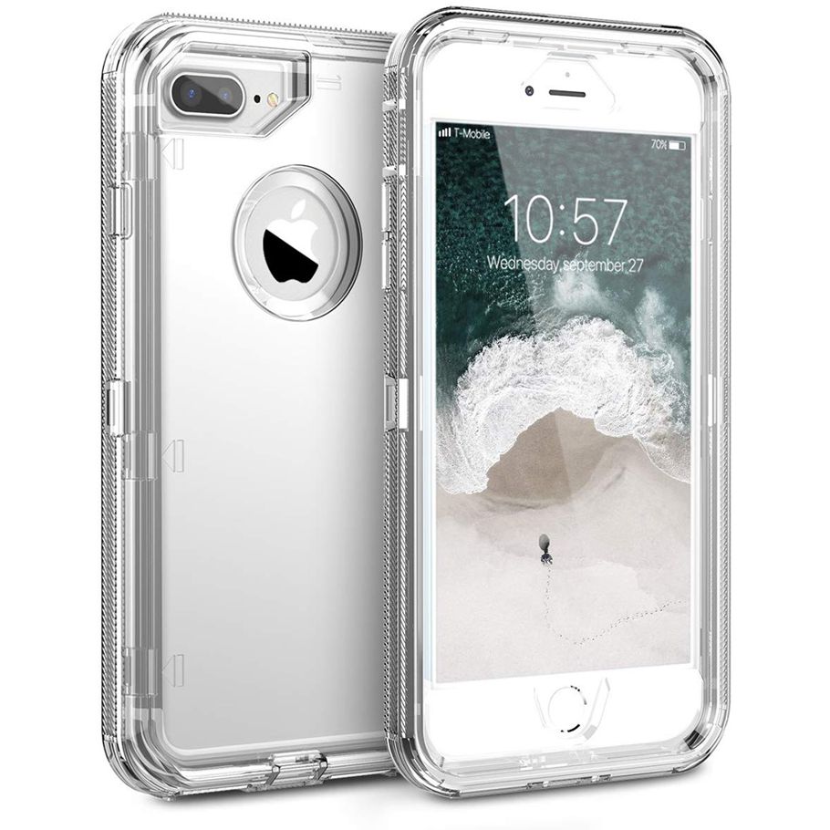 iPhone 8 Plus /iPhone 7 Plus/ iPhone 6s Plus Case,Crystal Clear 3 in 1 Heavy Duty Shockproof Hybrid Hard PC Soft TPU Full-Body Protective Case Cover for iPhone 8 / iPhone 7 /iPhone 6s