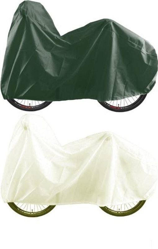 BikenWear Universal Combo of Olive Green-White Bicycle Cover Free Size  (Green, White)