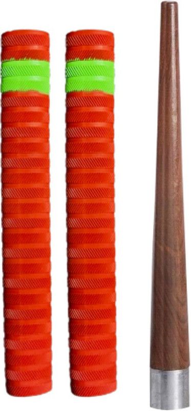 Crx Set of 2 Red Cricket Bat Grip Annular Ribbed + one wooden gripper cone (XP) Super Tacky  (Pack of 3)