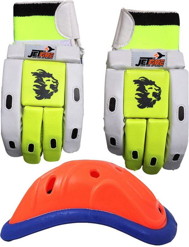 JetFire Match Batting Gloves Green Combo with Abdominal Guard Cricket Kit