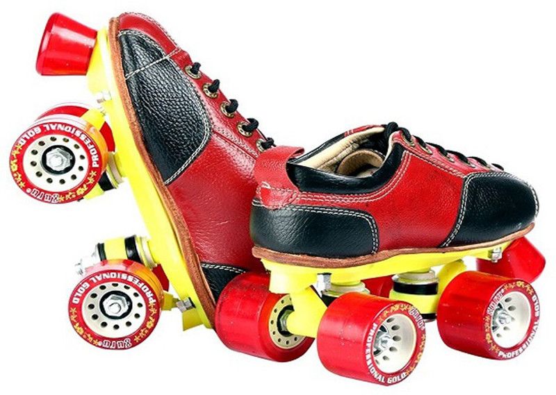 GURU Skating Sports Gold Skating Shoes @Hipkoo Quad Roller Skates - Size 4 UK  (Multicolor)
