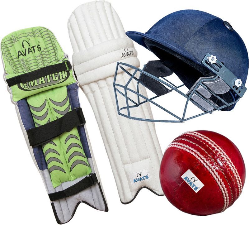 AVATS 1 Fiber Helmate & 1 Pad Piu Leather & 1 Ball Cricket Kit