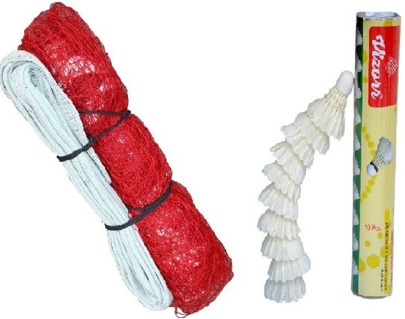 Vizorr Badminton NYLON NET & Feather Shuttlecock10 Badminton Kit