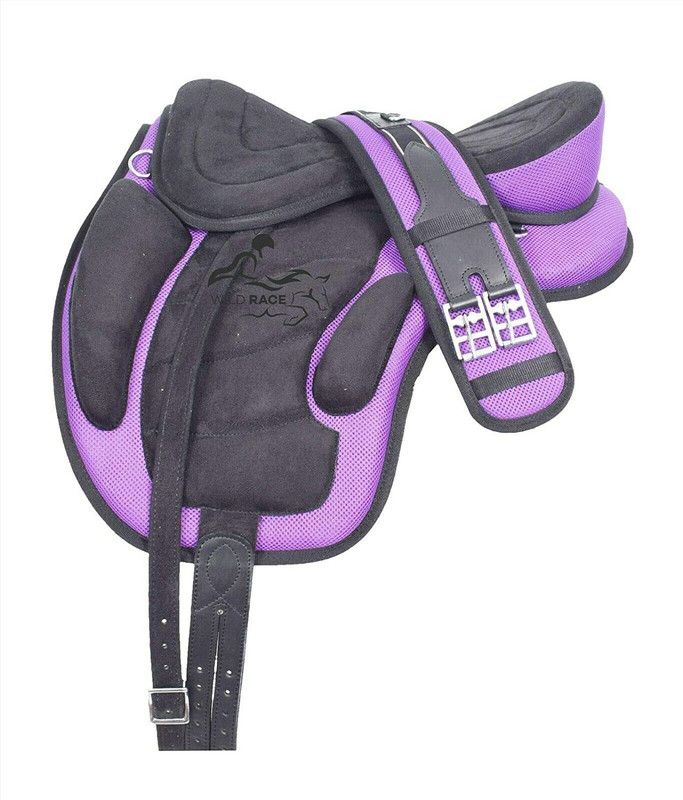 PetZilla Synthetic Treeless Freemax Horse Saddle Size - 14 Purple Saddle  (Purple, Multicolor)