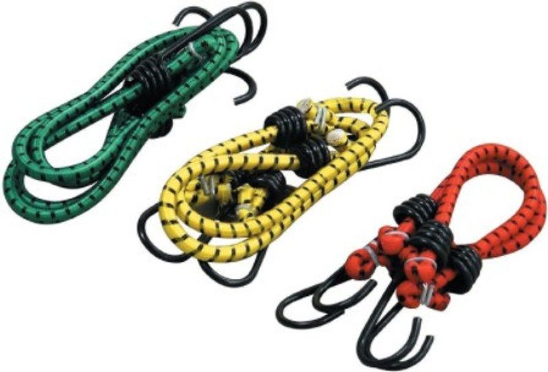 SBTs High Strength Elastic Bungee/Shoc, Luggage Tying Rope with Hooks - Pack of 3 Multicolor  (Length: 1.5 m, Diameter: 8 mm)